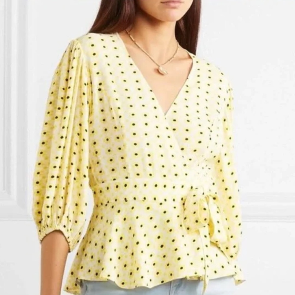 Ganni Floral Wrap Top